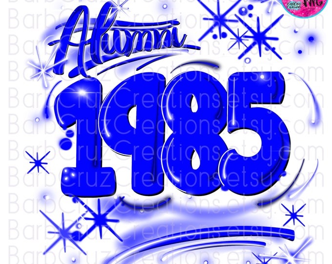 Airbrush png, Senior, 1985, Alumni, DTF, Sublimation Design, Graffiti Art, Heat Transfer, High School Senior, College Senior, blue, Reunion