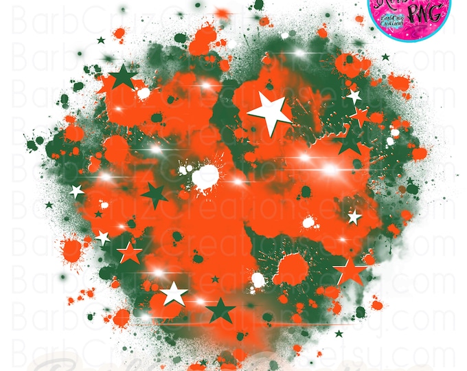 Airbrush, star burst background, Digital Airbrush, sublimation png designs, shirt transfer, black, sports backdrop, stars, orange, green