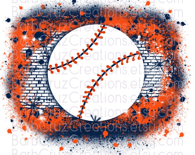 Baseball, Game Day, Splatter paint designs, Team, Sports, Team Spirit, Airbrush, Sublimation Design, png, jpg, orange, blue, Baseball Season