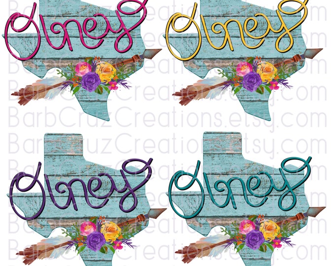 Olney, TX, Texas, Sublimation Designs, Sublimation Transfers, png, digital, clip art, Texas Digital Downloads, Watercolor flowers, arrows