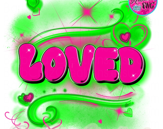 Airbrush Hearts PNG, Pink and Green, Retro 90s Design, Valentine's Day, Airbrush png, Graffiti fun png, sublimation, dtf, Be mine, loved
