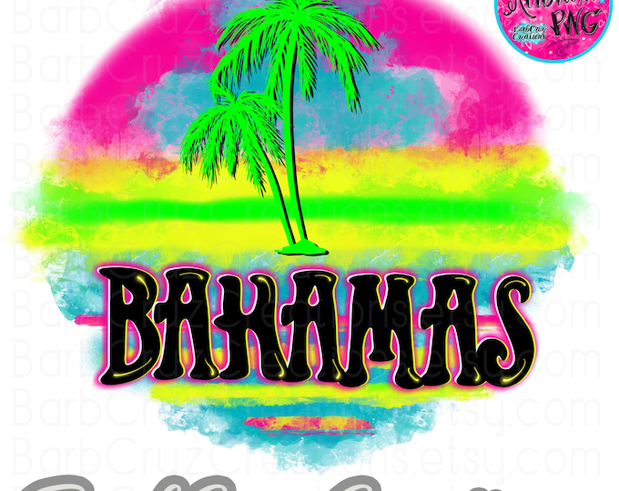 Airbrush png, Bahamas png, Tropical, Sunset, Sunrise, Paradise, Beach, Ocean, tropical illustration, clipart, sublimation, Summer, DTF