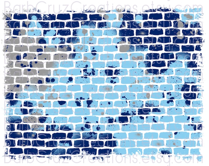 blue & gray Brick Wall, digital airbrush, Background, Graffiti, png, sublimation designs, digital downloads, backdrop, Party wall