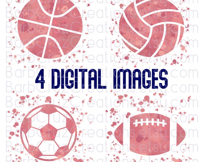 Blush Pink Splatter Paint Sports balls / Volleyball / Soccer / Basketball / Football / Sublimation Designs /Digital Downloads / png / teams