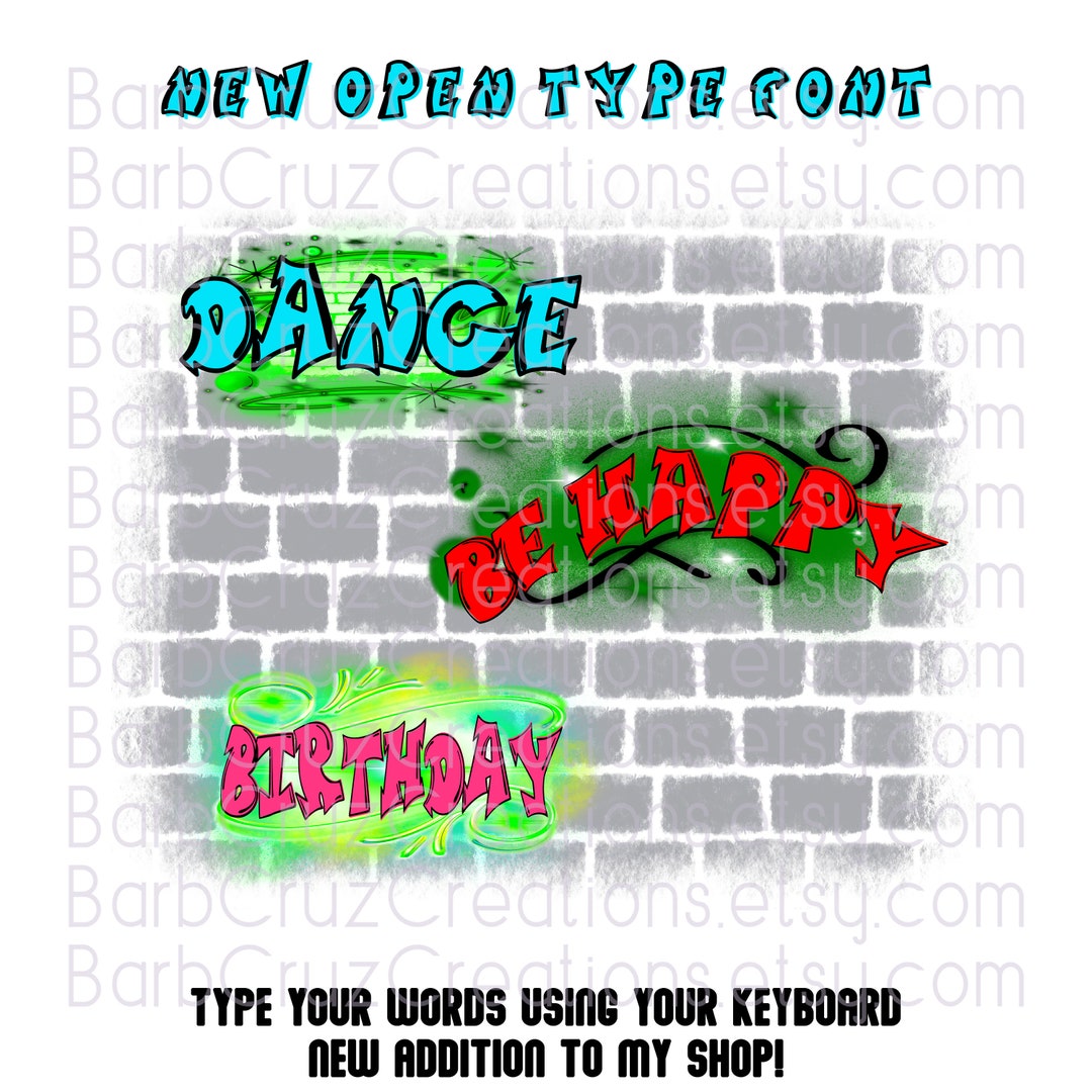 Graffiti Letters Airbrush Boxy Outline & Solid Keyboard - Etsy