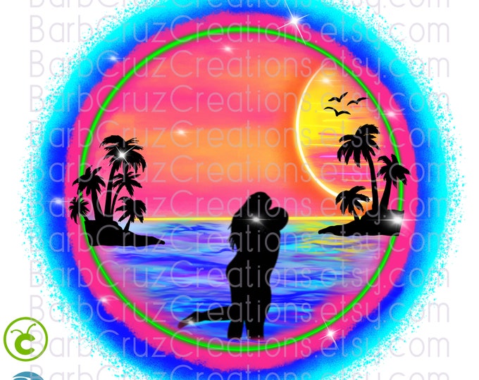 Tropical, Couple, Island, Beach, Ocean, Sunset, Sunrise, Paradise, Airbrush, Beach, Ocean, png, sublimation design, digital download, Summer