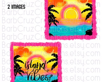 Summer Tropical Airbrush Digital png / island vibes / airbrush beach image / clipart / ocean view / digital download / sublimation transfer