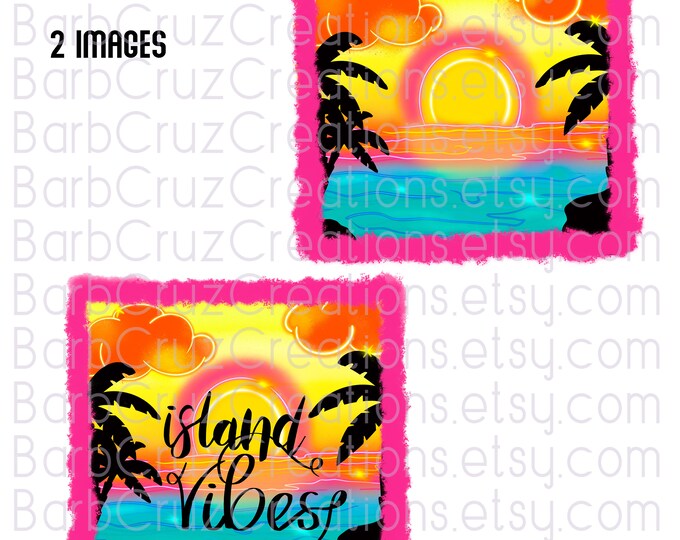 Summer Tropical Airbrush Digital png / island vibes / airbrush beach image / clipart / ocean view / digital download / sublimation transfer
