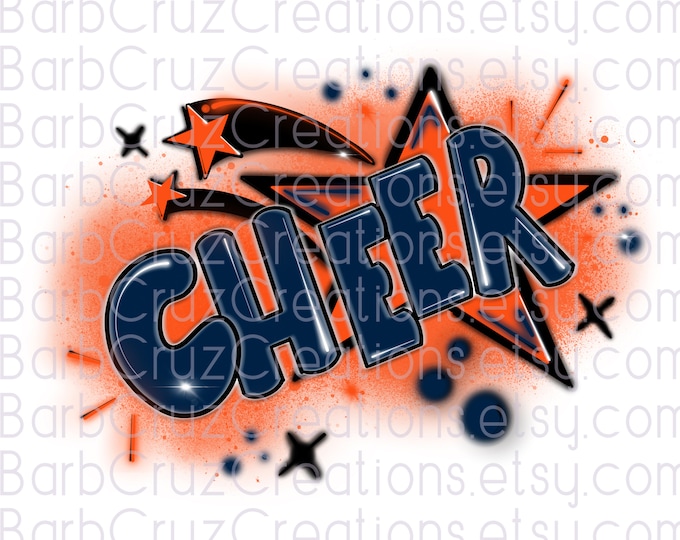 Cheerleader, Splatter paint designs, Cheer Team shirt, Sports Team, Cheer Airbrush, Sublimation Design, png, jpg, orange, blue