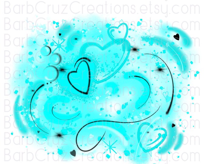 airbrush png, est 2011 Blue hearts Airbrush Spray Paint png, Splatter paint, Sublimation, established year 2011, birthday, anniversary, teal