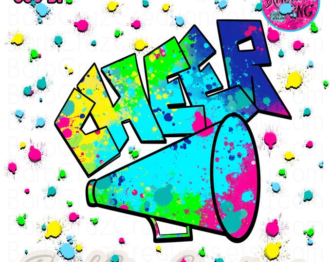 Cheer, Cheerleader, Shirt png, Splatter paint designs, Cheer Team, Sports Team Airbrush, Cheer Airbrush, Sublimation Design, png