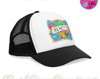 Airbrush Cap, Youth Custom Baseball Cap, Children's Apparel, 90's Style Custom Graffiti Spray Paint, Old School Trucker Hats, Hat
