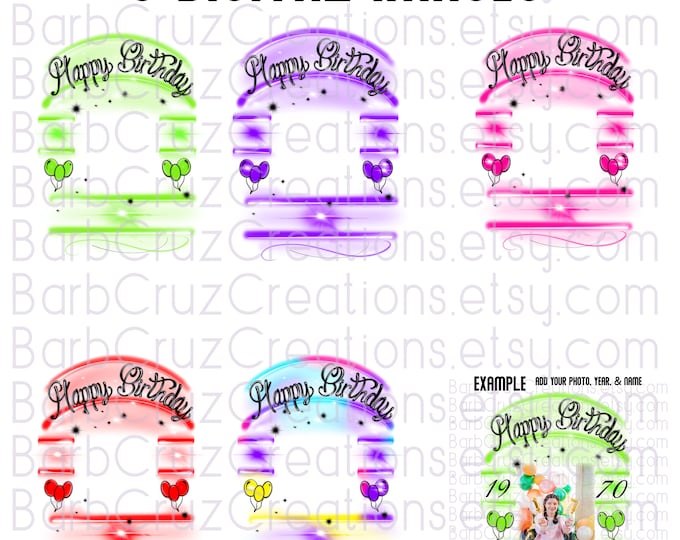 Airbrush png, Happy Birthday, Frame, Invitation, shirt, Sublimation Designs, Digital Downloads, png, clipart, Custom Birthday Celebration