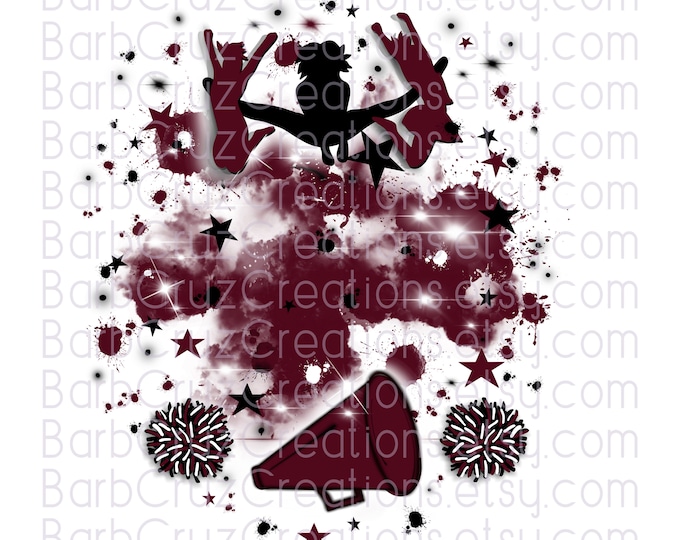 Cheerleader, designs, Cheer Shirt png, Cheer Team shirt, Sports Team Airbrush, Cheer Airbrush, Sublimation Design, deep red, white, black