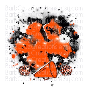 Cheerleader, designs, Cheer Shirt png, Cheer Team shirt, Sports Team Airbrush, Airbrush, Cheer Airbrush, Sublimation Design, orange, black