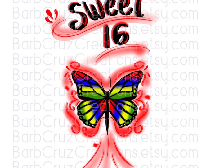 Sweet 16, Sixteen bday, Birthday, It's My Birthday, Airbrush png, Print Designs, Sublimation Designs, png, clipart, Digital Downloads,