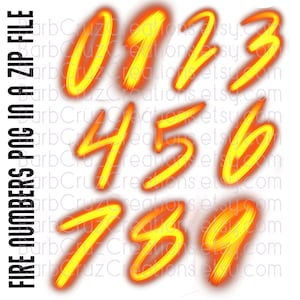 Numbers, Fire, Fire Numbers, Sublimation Design, Digital Download, zip file, png, sports team numbers