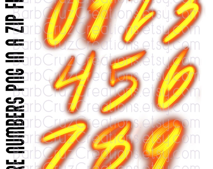 Numbers, Fire, Fire Numbers, Sublimation Design, Digital Download, zip file, png, sports team numbers