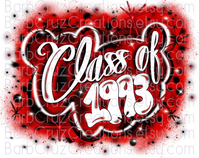 Class of 1993, Airbrush, Sublimation Design, Digital Download, Brick Wall, Graffiti Art, png, Clipart, Heat Transfer, red, white, black