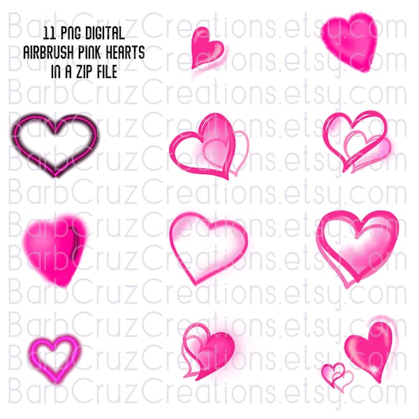 Airbrush Hearts, Love, Couple Design, Pink Heart, Sublimation Designs, Digital Downloads, png, clipart, Airbrush Designs