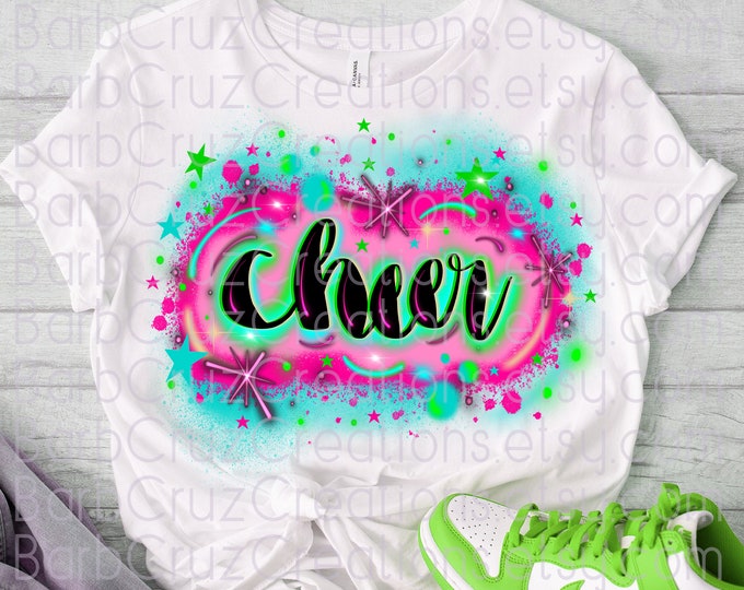 Airbrush png, Cheerleader, Pink, Green, Blue, Splatter paint designs, Cheer Team shirt, Sports Team, Cheer Airbrush, Sublimation Designs