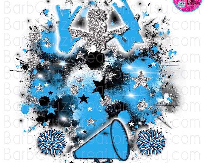 Airbrush png, Cheerleader designs, Cheer Shirt png, Cheer Team shirt, Sports Team Airbrush, Cheer Airbrush, Sublimation, blue, white, black