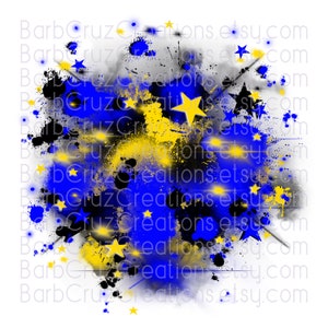 Airbrush png blue & yellow Star Burst, Digital Airbrush, clipart, png, jpg, sublimation designs, shirt transfer, sports, birthday background