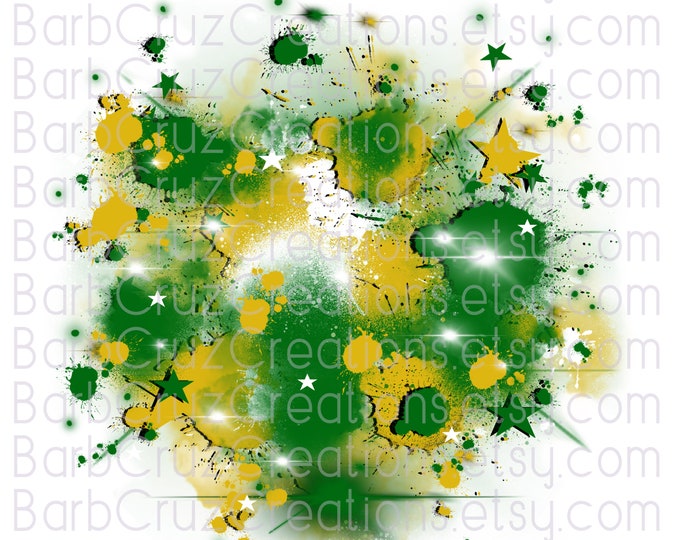 Airbrush png, green, yellow Star Burst, Digital Airbrush, clipart, png, jpg, sublimation, shirt transfer, sports, birthday background