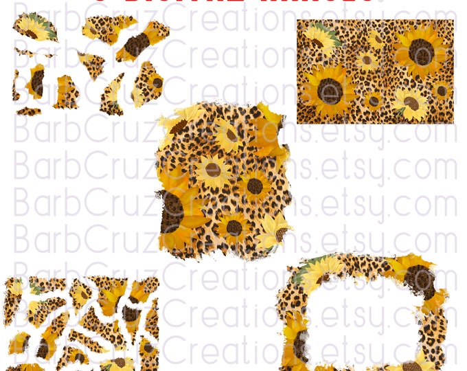sunflower leopard frame, leopard backgrounds, bundle, sublimation designs, digital downloads, png, clipart, heat transfers
