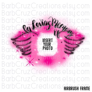 Airbrush, In Loving Memory of, Angel Wings, Sublimation Design, Digital Downloads, png, custom image, digital airbrush, RIP, Memorial, pink