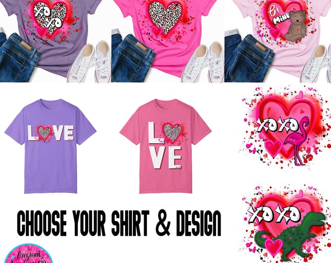 Custom Airbrushed T-shirt, LOVE, Retro Airbrush Apparel, Airbrush Shirt, Graffiti Tee, Spray Paint, Old School Shirt, xoxo, Graffiti Heart