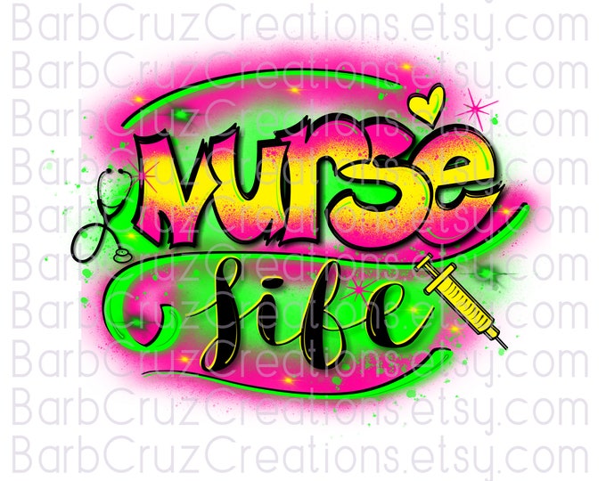 Nurse Life, Heart, Blue Splatter Paint, Airbrush, Digital Downloads, Sublimation Designs, png, jpg, health care