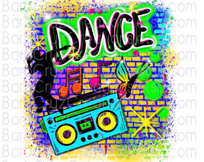 Airbrush PNG, Dance, Hip Hop, 80's, 90's, retro, airbrush Background, sublimation, DTF, png, sublimation png, vintage, dancer png