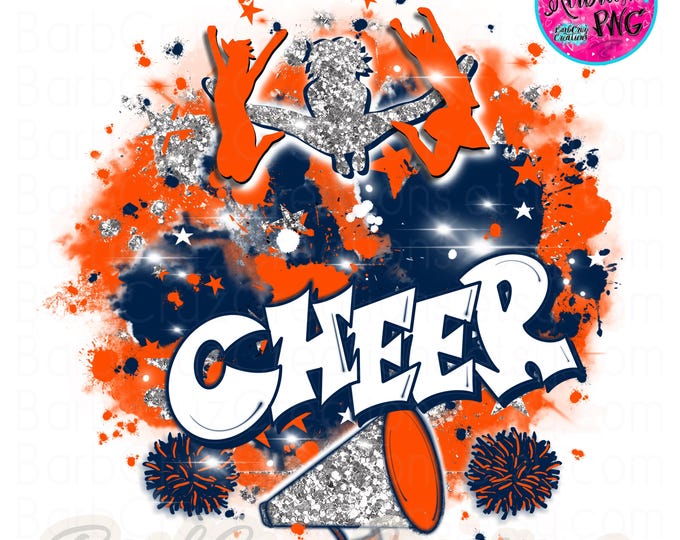 Titan Cheer Airbrush png Orange & Blue Cheerleader, designs, Cheer Team shirt, Sports Team Cheer Airbrush, Sublimation Design, star burst
