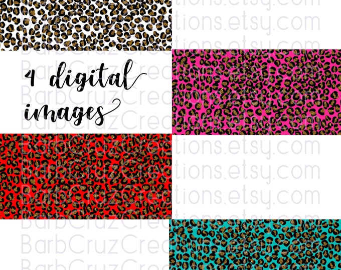 Digital Paper, Glitter Gold, Leopard Print, Digital Paper png, Rectangular, White leopard Print, Sublimation Designs, Red, Pink, Tumbler