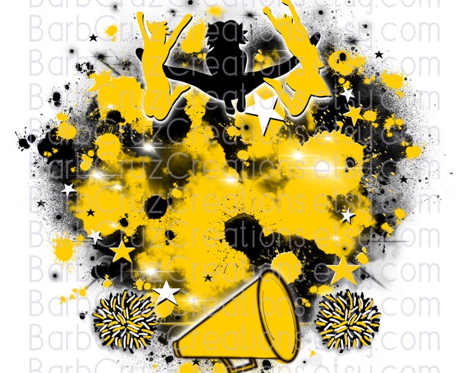 Cheerleader designs, Cheer Shirt png, Cheer Team shirt, Sports Team Airbrush, Airbrush, Cheer Airbrush, Sublimation Design, Yellow