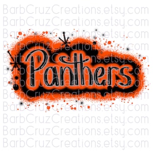 Panthers, orange, black, team spirit, airbrush, clipart, airbrush png, sublimation designs, digital downloads, shirt transfer png
