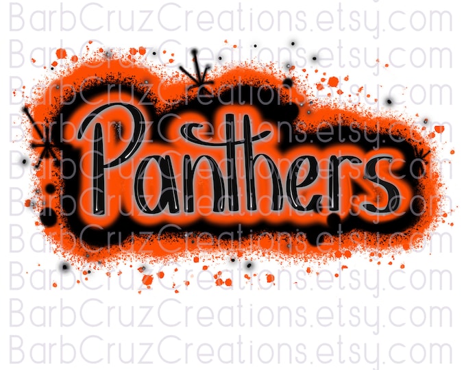 Panthers, orange, black, team spirit, airbrush, clipart, airbrush png, sublimation designs, digital downloads, shirt transfer png