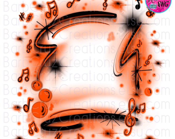 Airbrush, Music, Background, Orange, Digital Airbrush, Graffiti Wall, png, clipart, sublimation designs, digital download, png sublimation