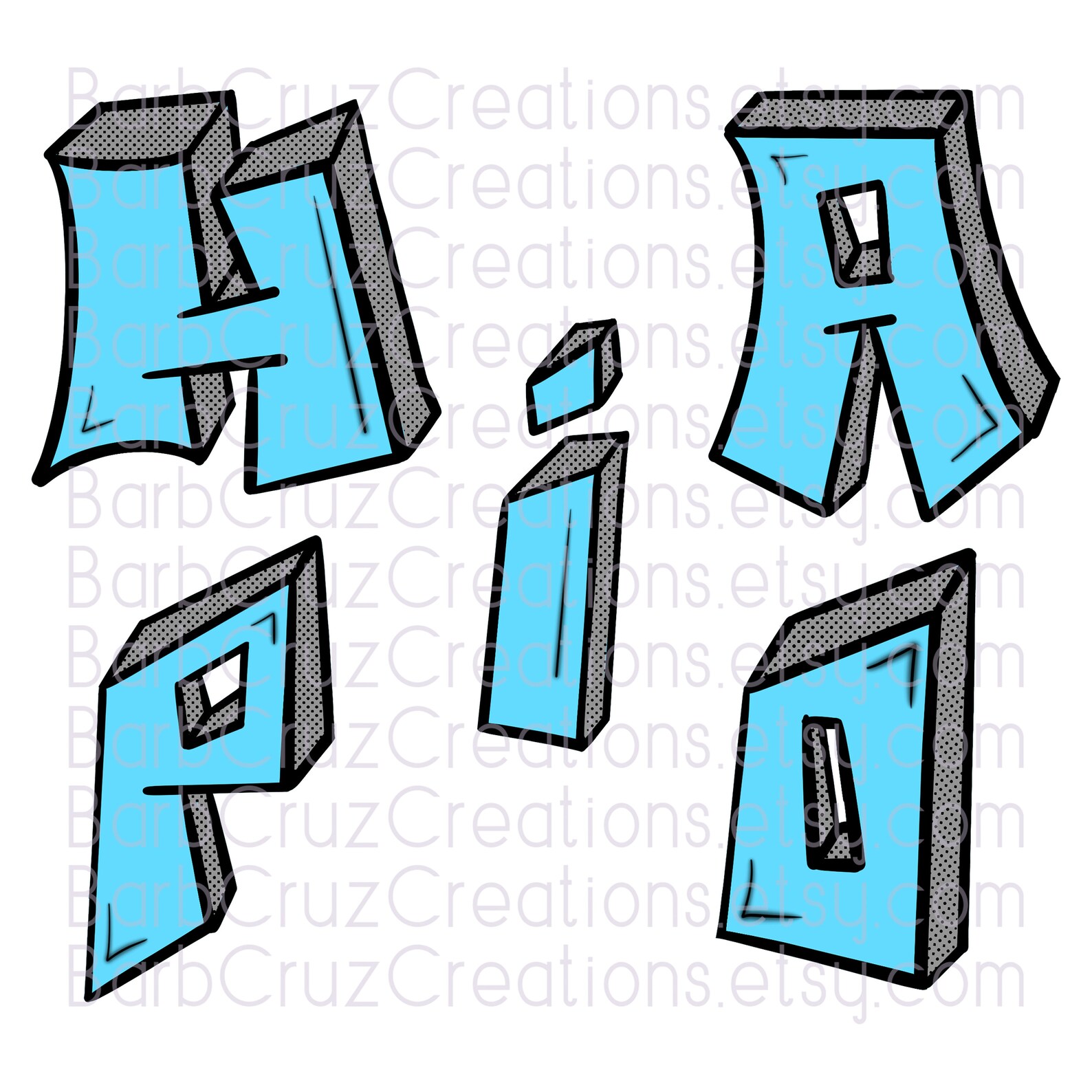Graffiti Letters Graffiti Boxy Letters Blue Alphabet - Etsy