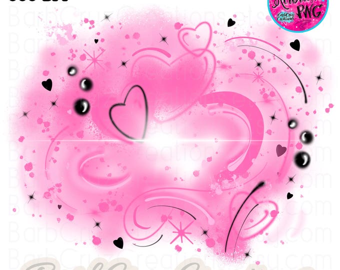 Pink Airbrush Hearts PNG Digital Download, est 2022, Light Pink, retro, Graffiti, Sublimation, hip hop graffiti style Y2K design, Valentines