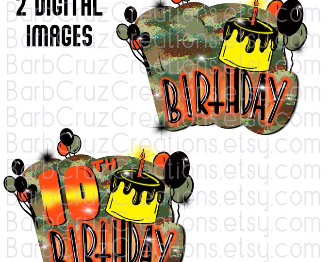Birthday Background, Camouflage, 10th Birthday, Birthday Shirt Designs, Sublimation Designs, png, clipart, Digital Downloads, Camo