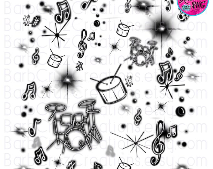 Airbrush png, Background png Black Music Notes, Airbrush png, Graffiti Wall, Airbrush Templete, sublimation, png sublimation, black drums