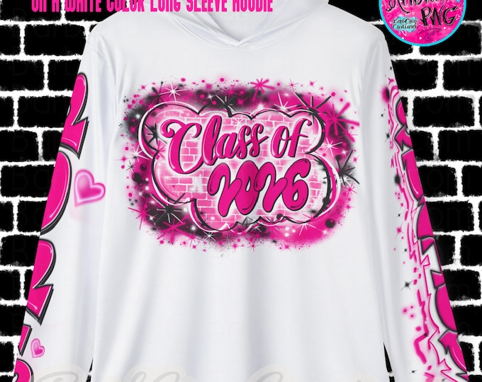 Airbrushed Apparel, Class of 2026 Pink Brick wall Long Sleeve Shirt, High School Senior, Graduate, Class Reunion, Customize Colors, Name