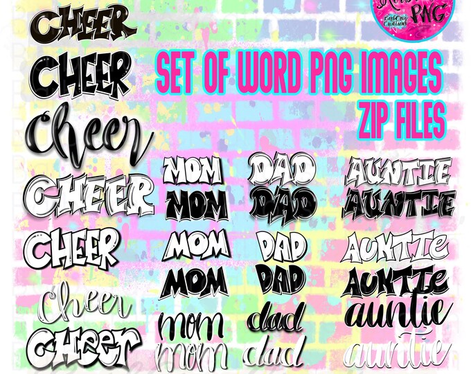 Cheerleader, Cheer, Words, Lettering, Cheer Team, Sports Team, Graffiti, Airbrush png, Cheer Airbrush, Sublimation Design, Mom, Dad, Auntie