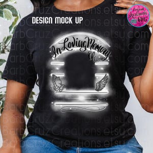 Airbrush png, In loving Memory of, RIP, White & Gray, In Memory of, Airbrush Frame, DTG, Digital Downloads, Custom memorial shirt