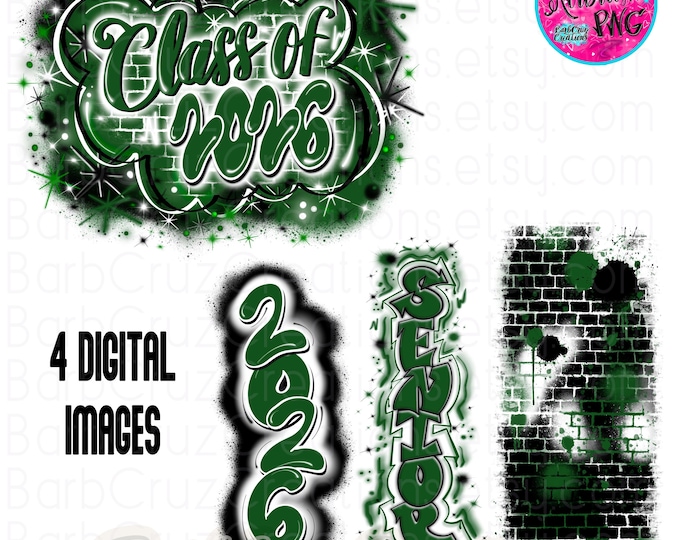 Airbrush png, Senior, Class of 2026, Graffiti designs, Heat Transfer, High School Senior, College, green, pant leg, sleeve design vertical