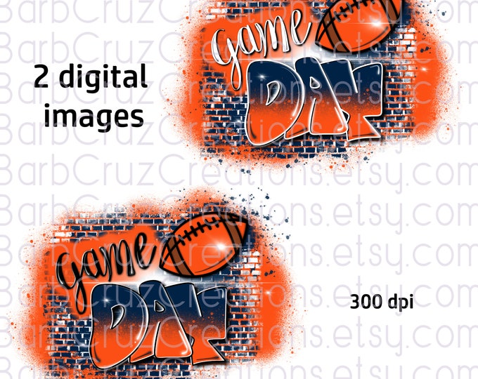Football, Game Day, Splatter paint designs, Team, Sports, Team Spirit, Airbrush, Sublimation Design, png, jpg, orange, blue, Football Season