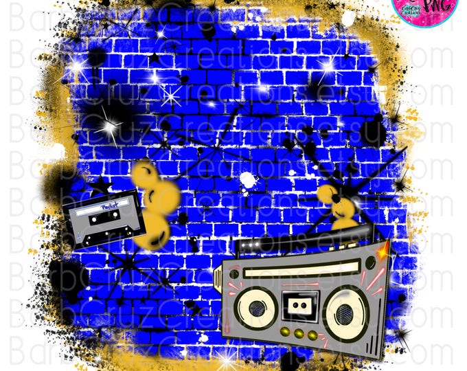 Blue Brick Wall, Airbrush png, Hip Hop Dance 90's, Background, sublimation, digital, vintage, 80's girl, 90's baby, backdrop, graffiti