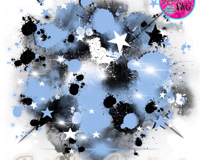 Airbrush Star Burst PNG, Blue Black Splash, Sports Design (Digital Download) Airbrush digital image star burst background, DTF, sublimation